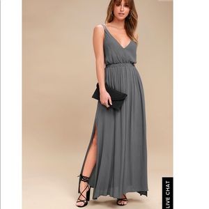 LOST IN PARADISE SLATE GREY MAXI DRESS Sz L